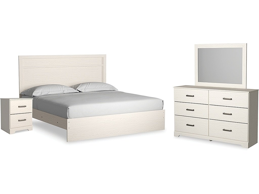 Stelsie King Panel Bed with Dresser, Mirror and Nightstand