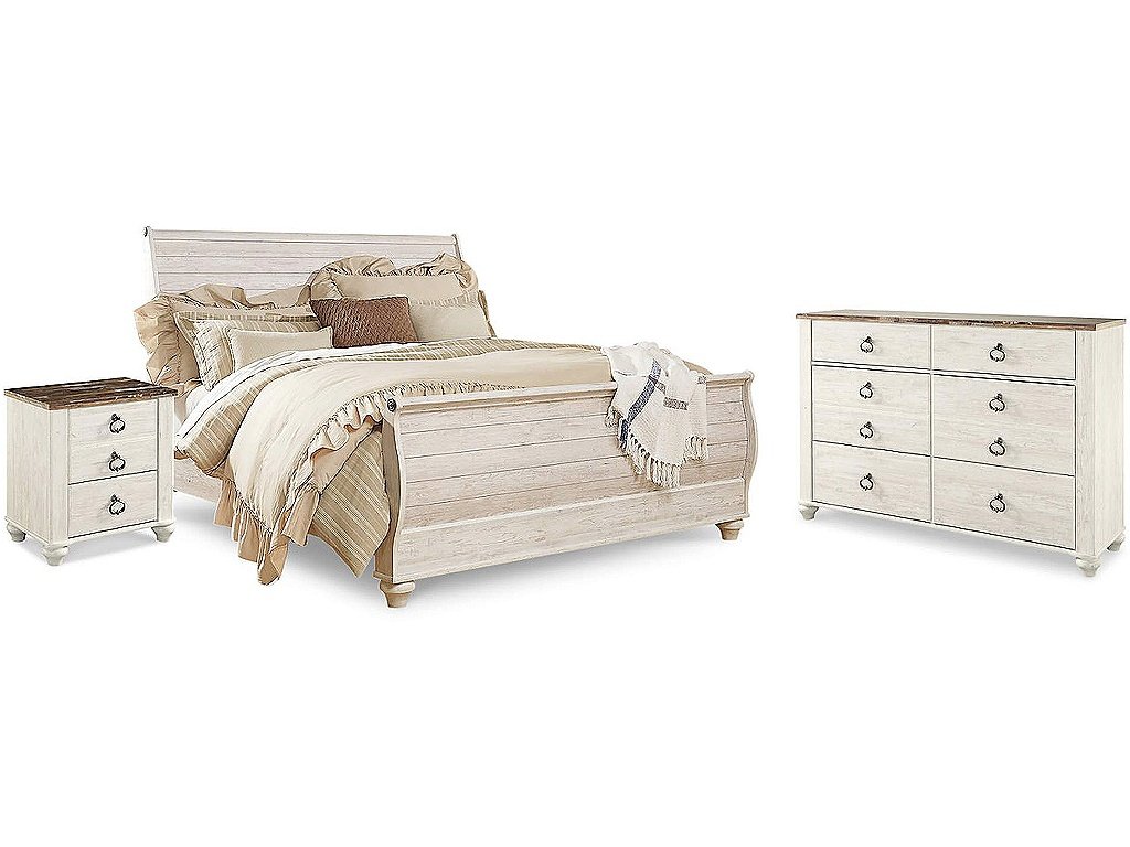 Willowton King Sleigh Bed, Dresser and Nightstand