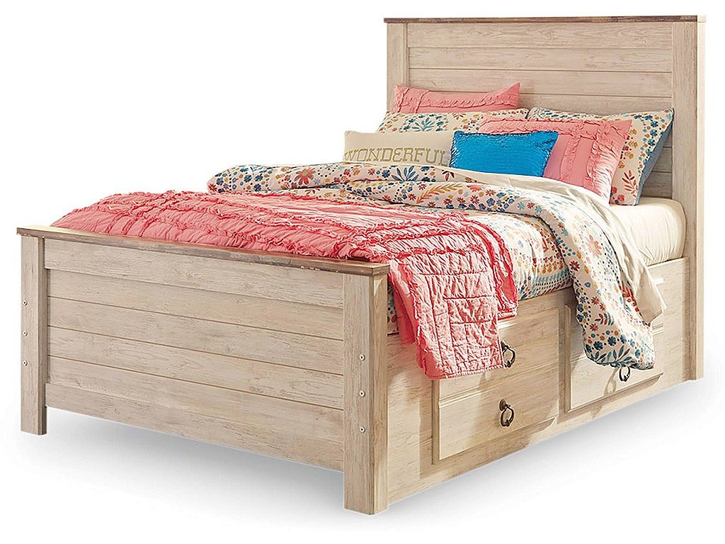 Willowton Twin Panel Bed with 2 Storage Drawers