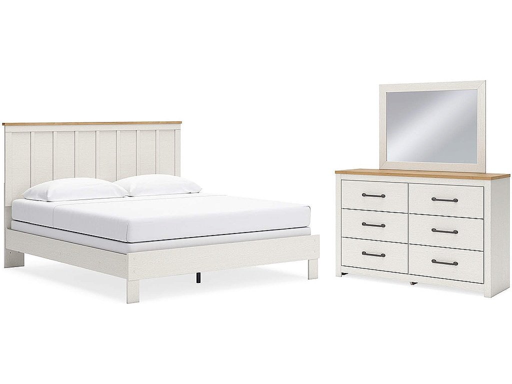 Linnocreek King Panel Bed, Dresser and Mirror