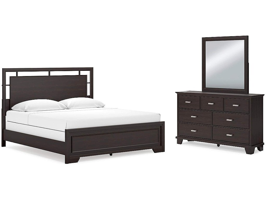 Covetown King Panel Bed, Dresser and Mirror