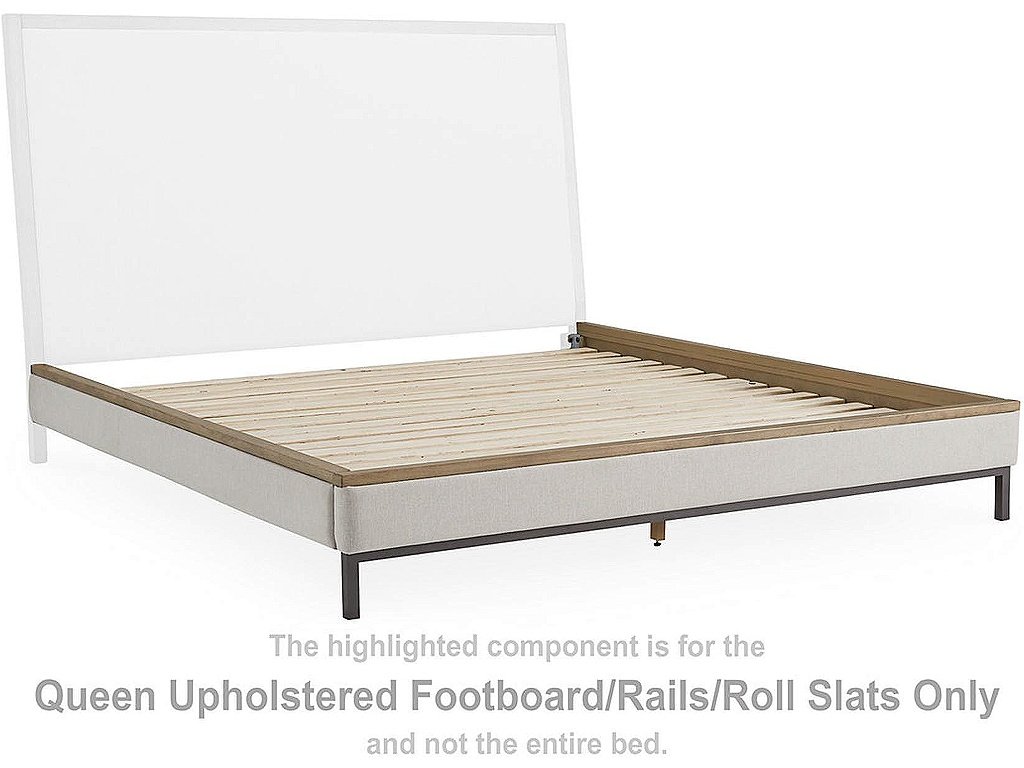 Tomtyn Queen Upholstered Footboard/Rails/Roll Slats