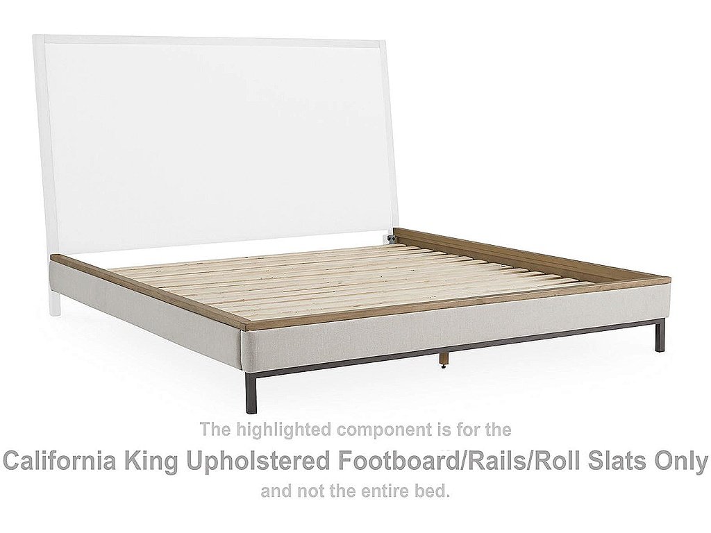 Tomtyn California King Upholstered Footboard/Rails/Roll Slats