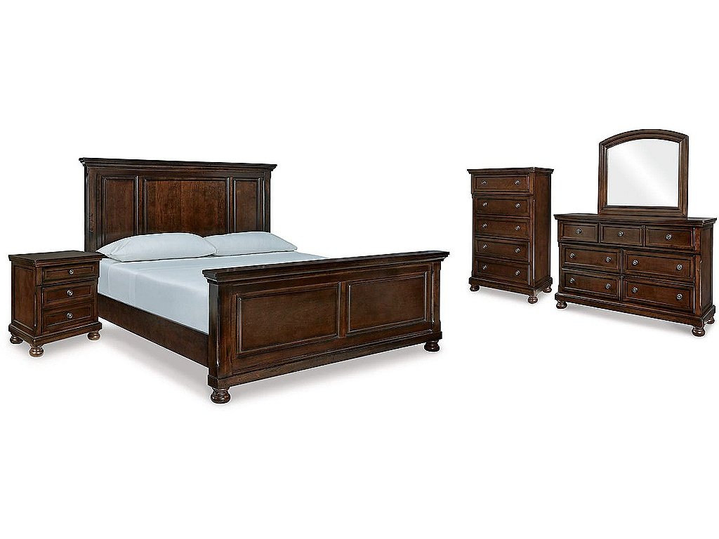 Porter King Panel Bed, Dresser, Mirror, Chest and Nightstand