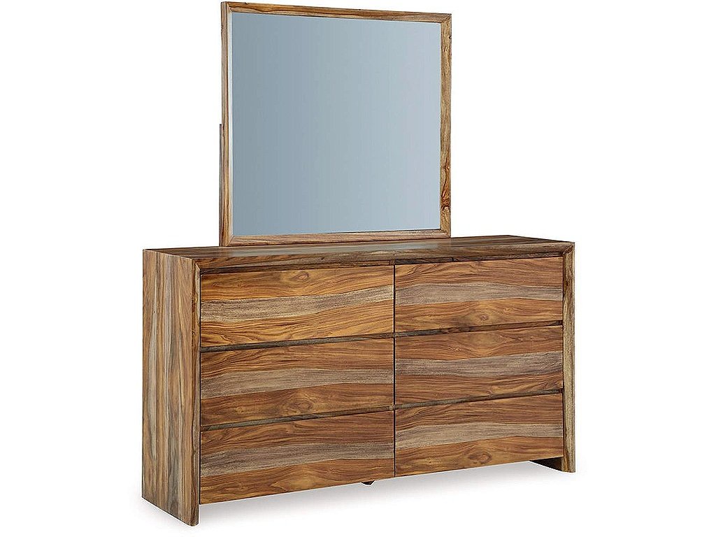 Dressonni California King Panel Bed, Dresser and Mirror