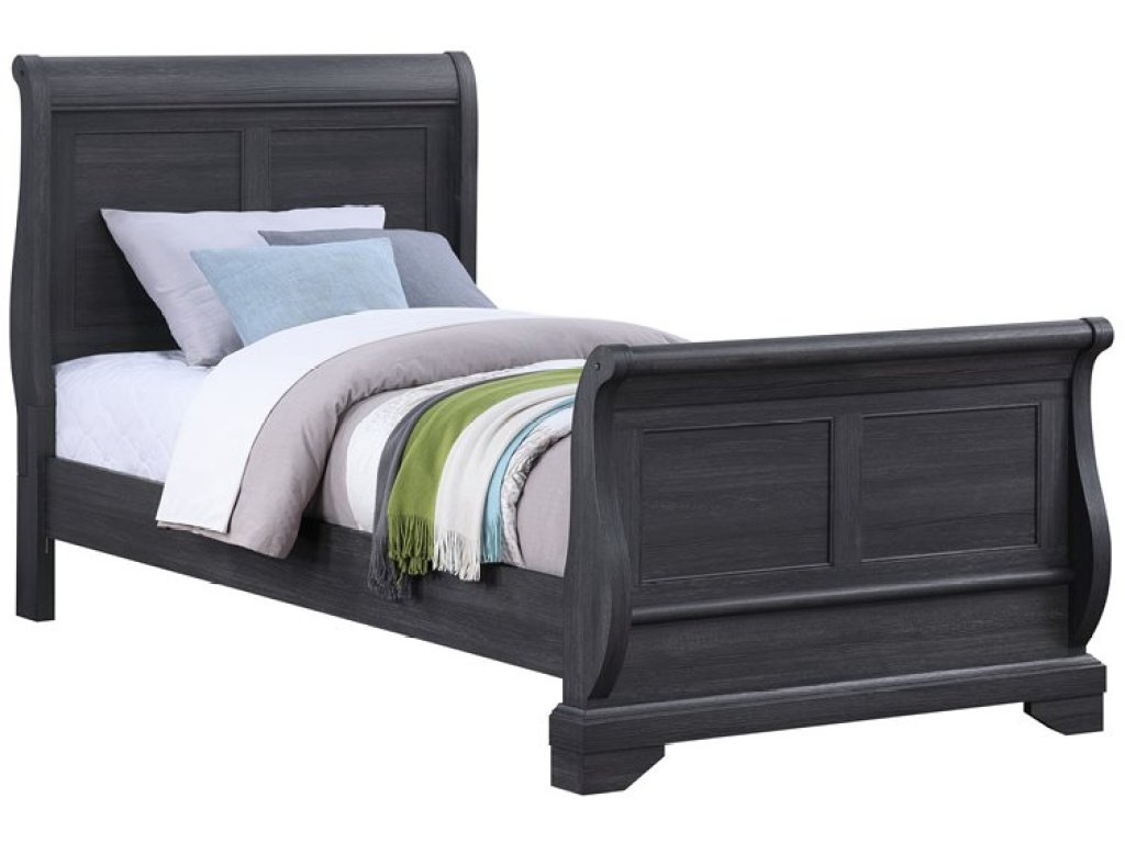 Complete Twin Sleigh Bed - Charcoal