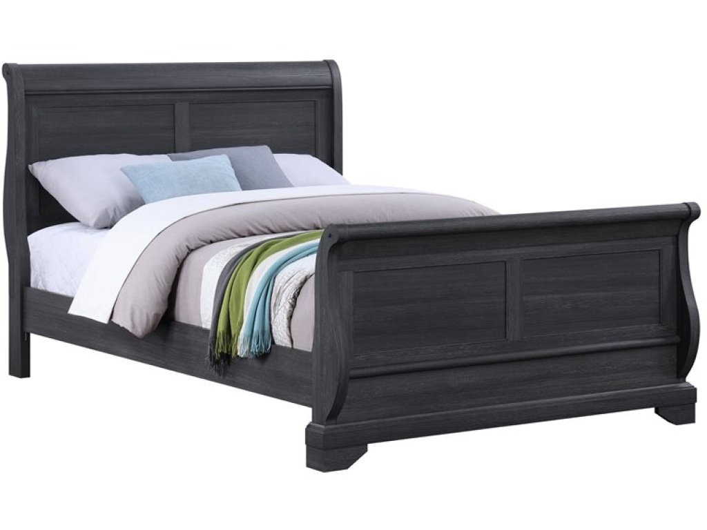 Complete Full Sleigh Bed - Charcoal