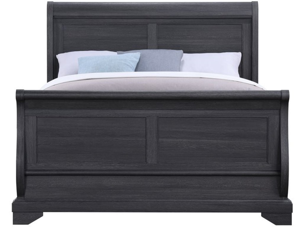 Complete Full Sleigh Bed - Charcoal