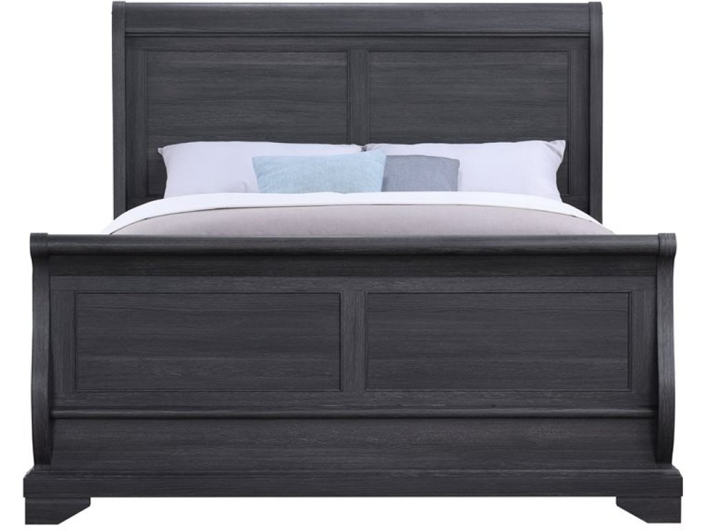 Complete Queen Sleigh Bed - Charcoal