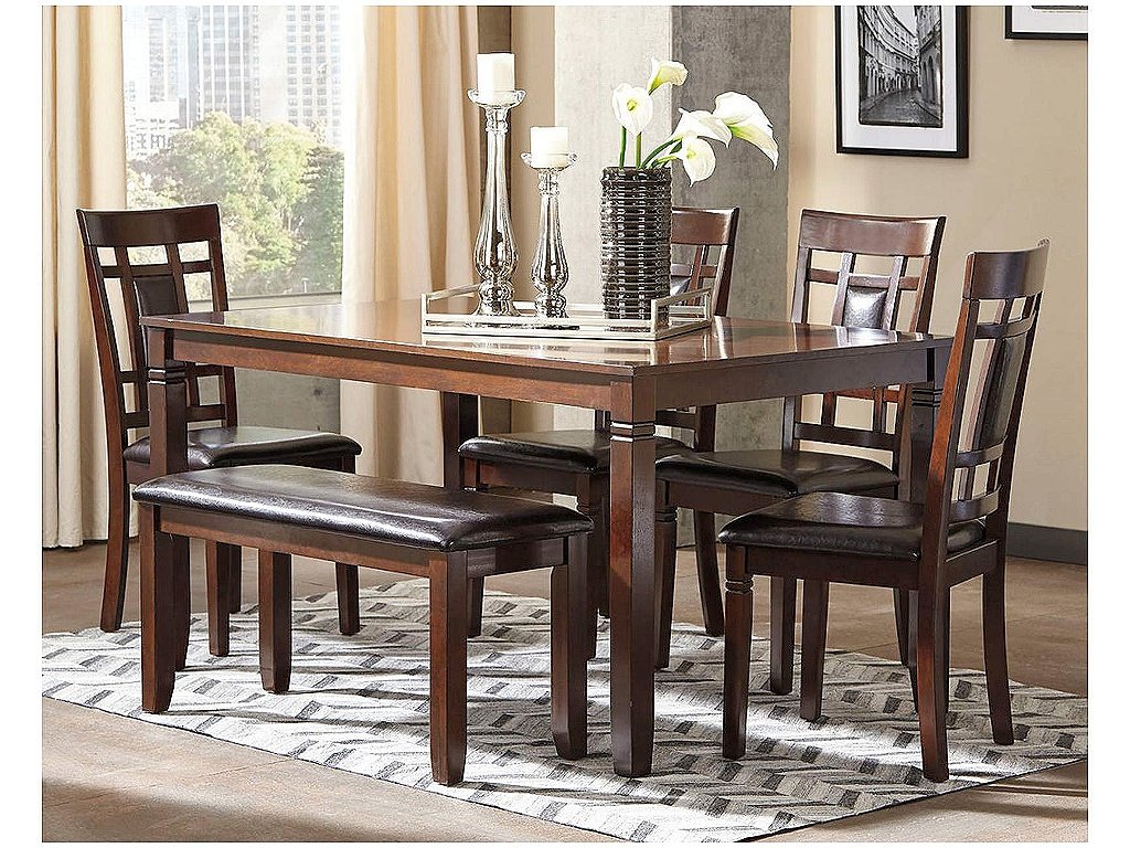 Bennox Dining Table and Chairs with Bench (Set of 6)