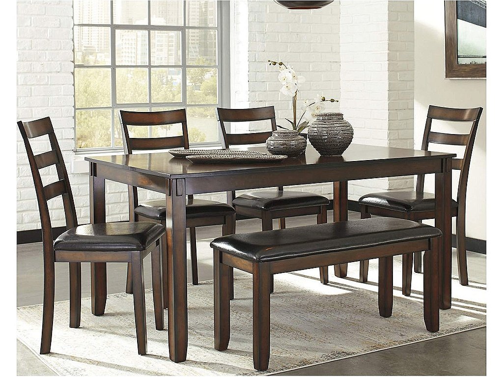 Coviar Dining Table and Chairs with Bench (Set of 6)