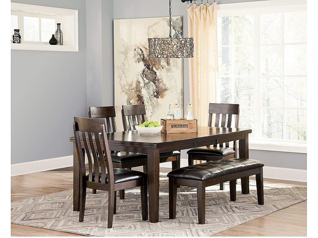 Haddigan Dining Table with 4 Chairs and Bench