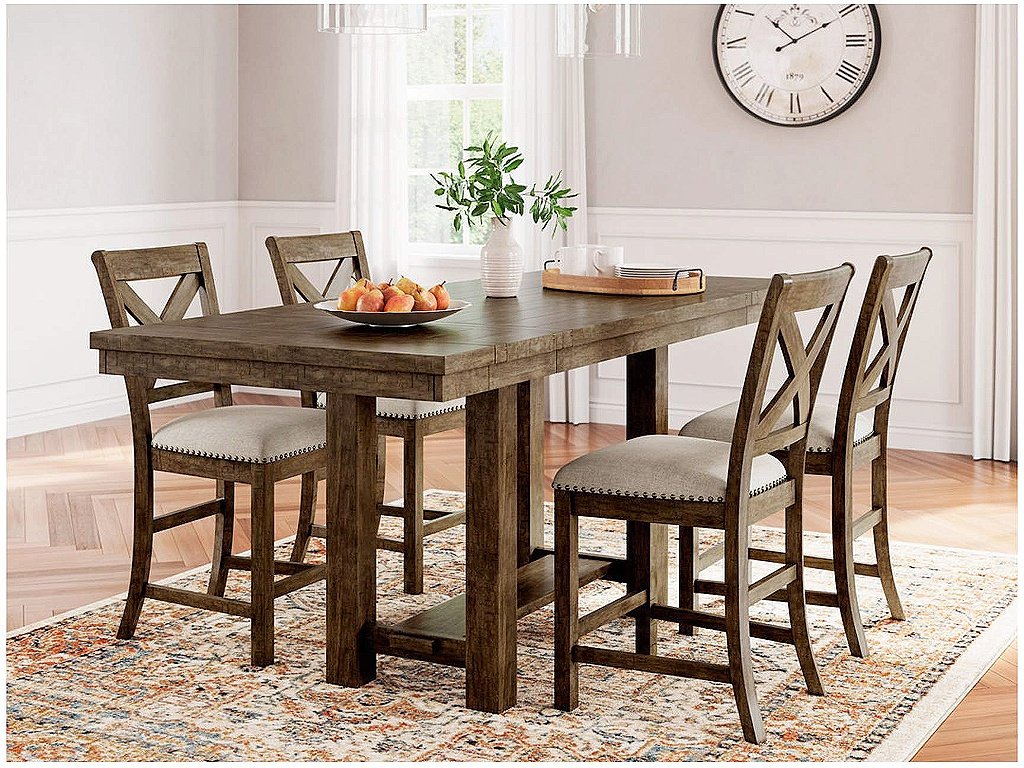 Moriville Counter Height Dining Table and 4 Barstools