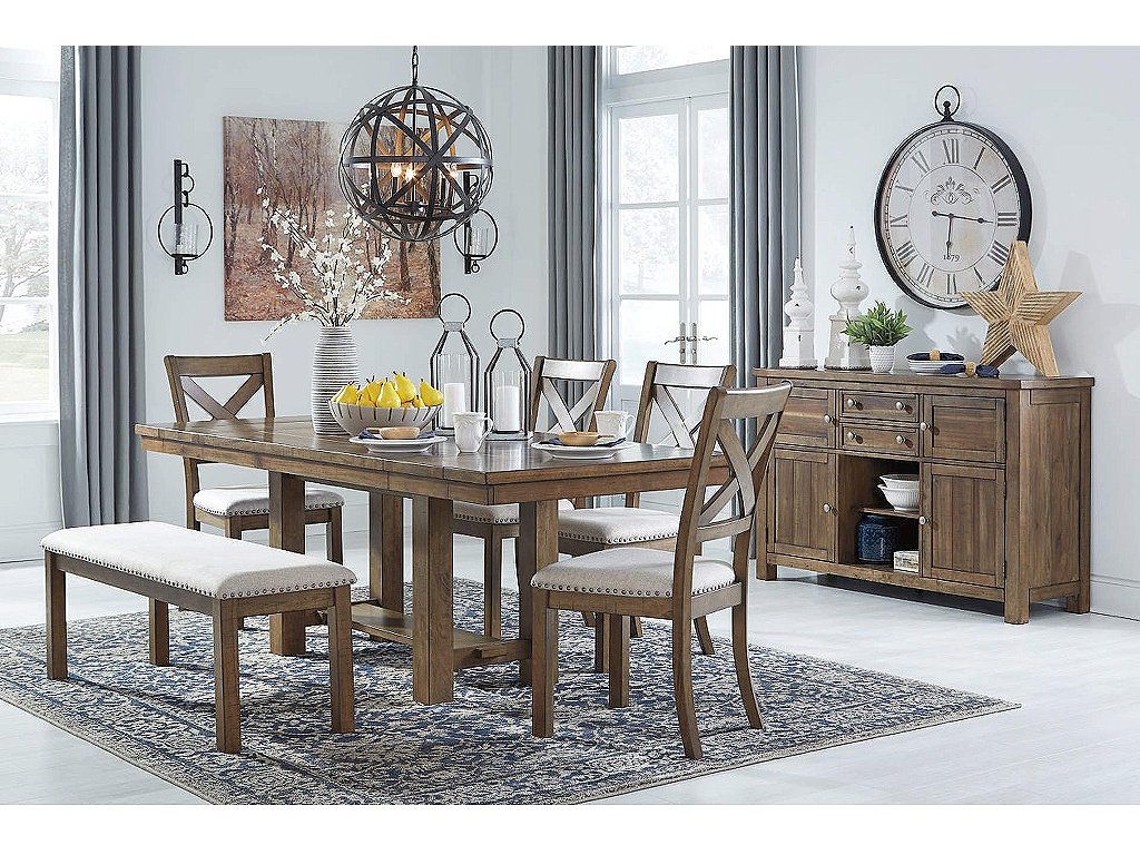 Moriville Dining Table and 4 Chairs and Bench