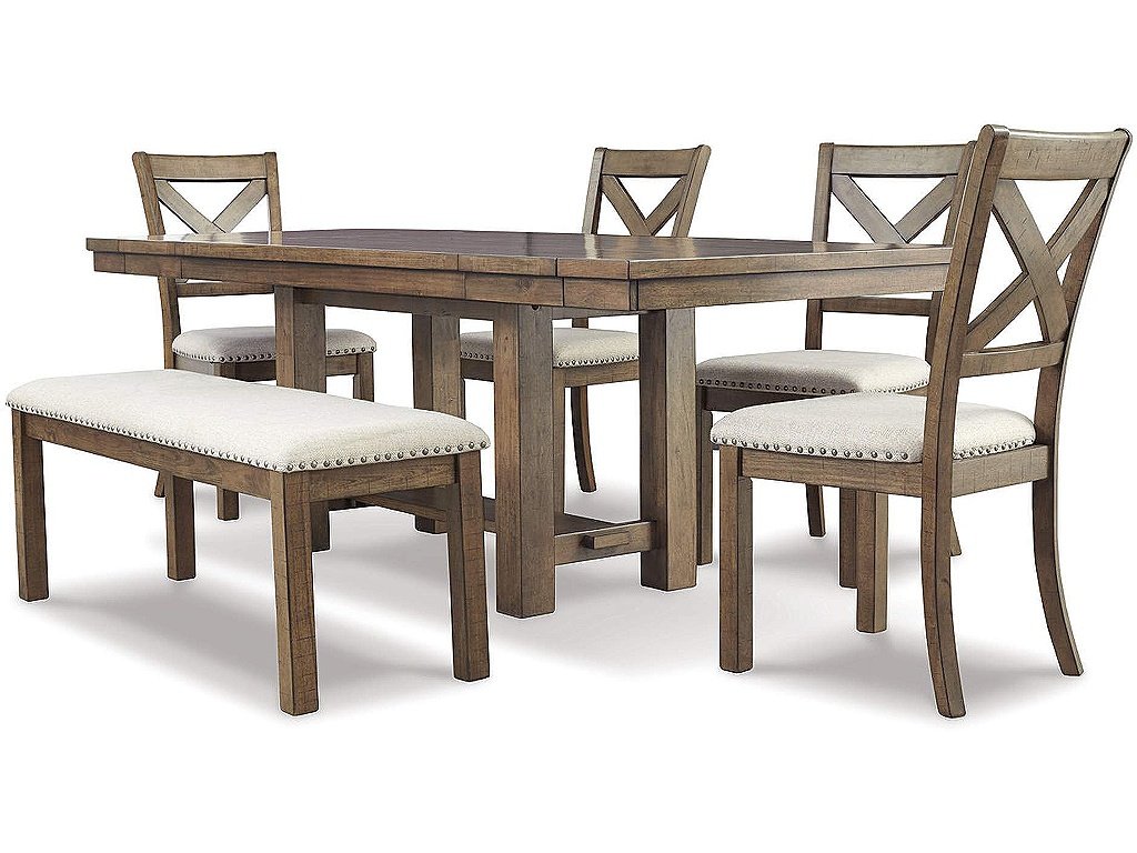 Moriville Dining Table and 4 Chairs and Bench