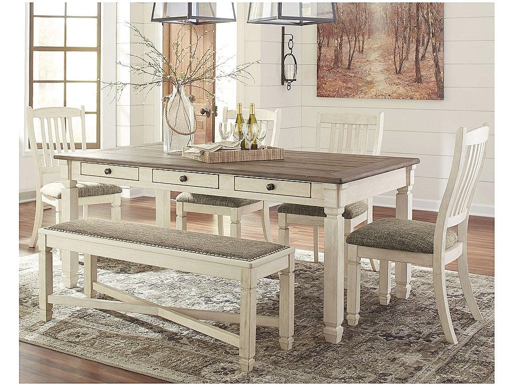 Bolanburg Dining Table with 4 Chairs and Bench