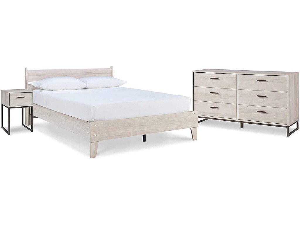 Socalle Queen Panel Platform Bed with Dresser and Nightstand