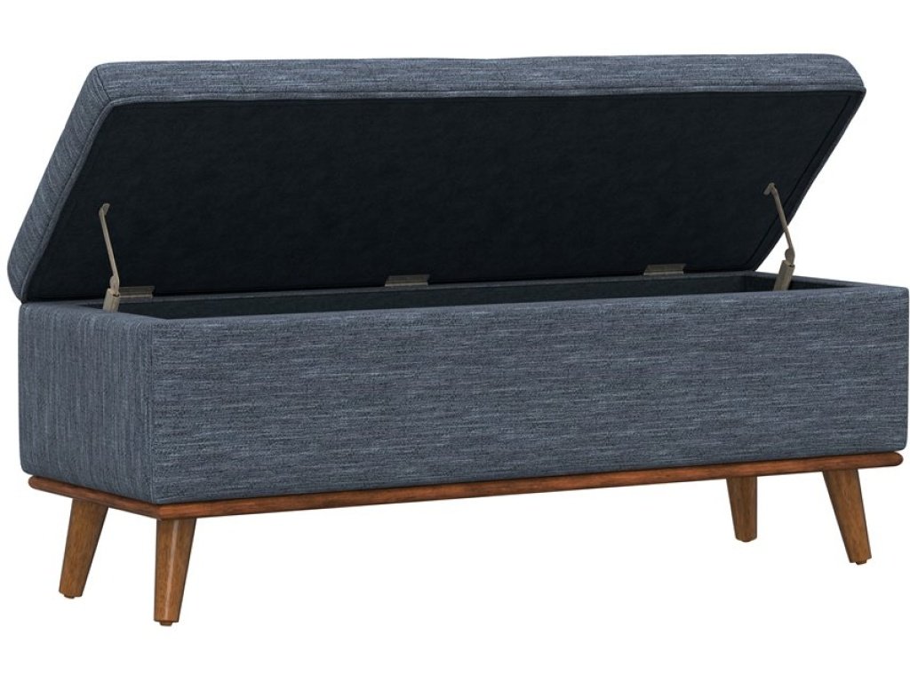 Storage Ottoman W /  Wood Trim - Navy