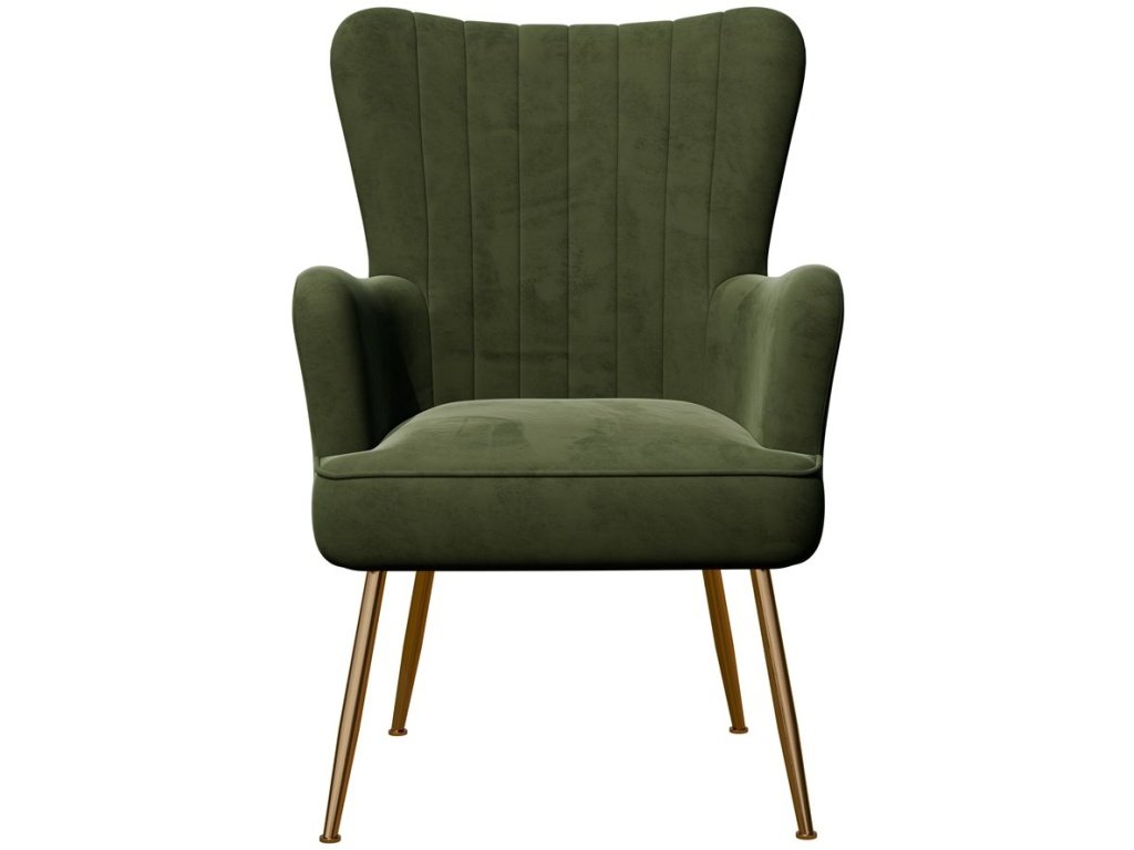 Accent Chair - Green Velvet W /  Gold Legs