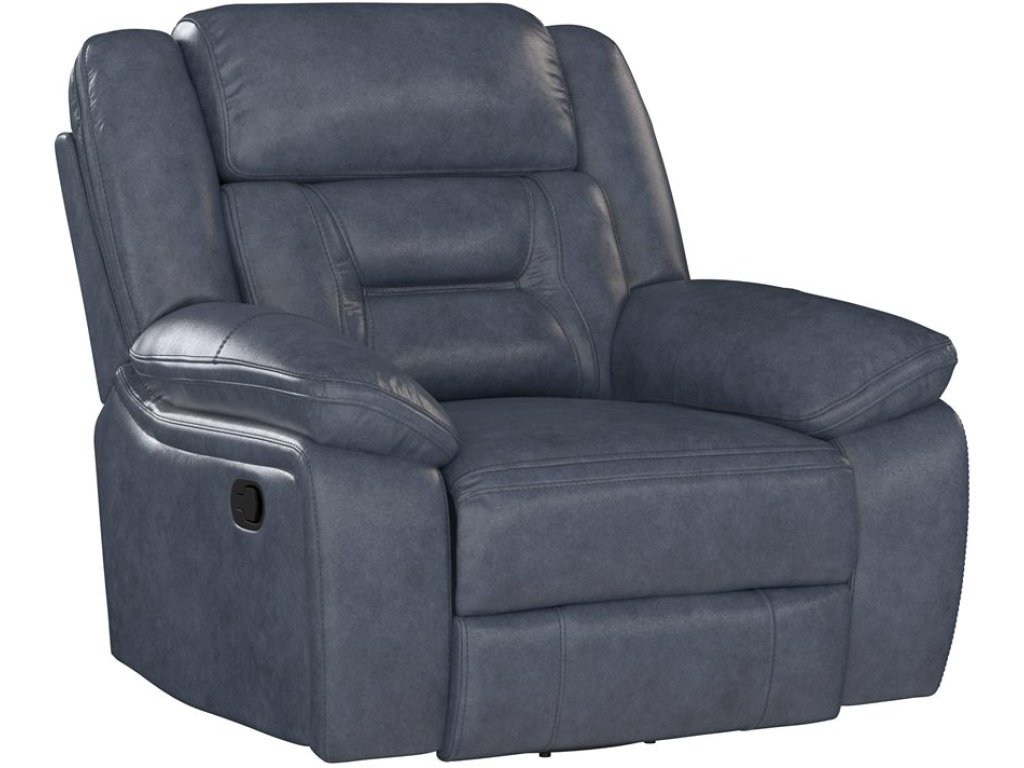 Swivel Glider Recliner - Blue Leather