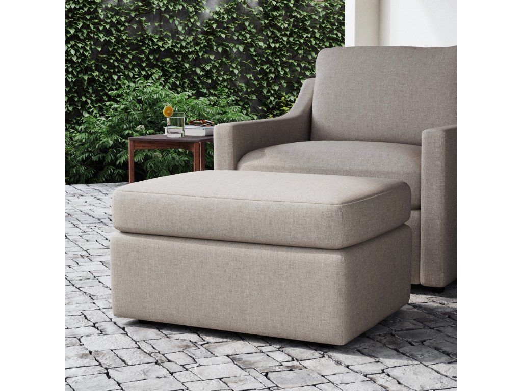 Sky Cast Ash Fabric Outdoor Ottoman