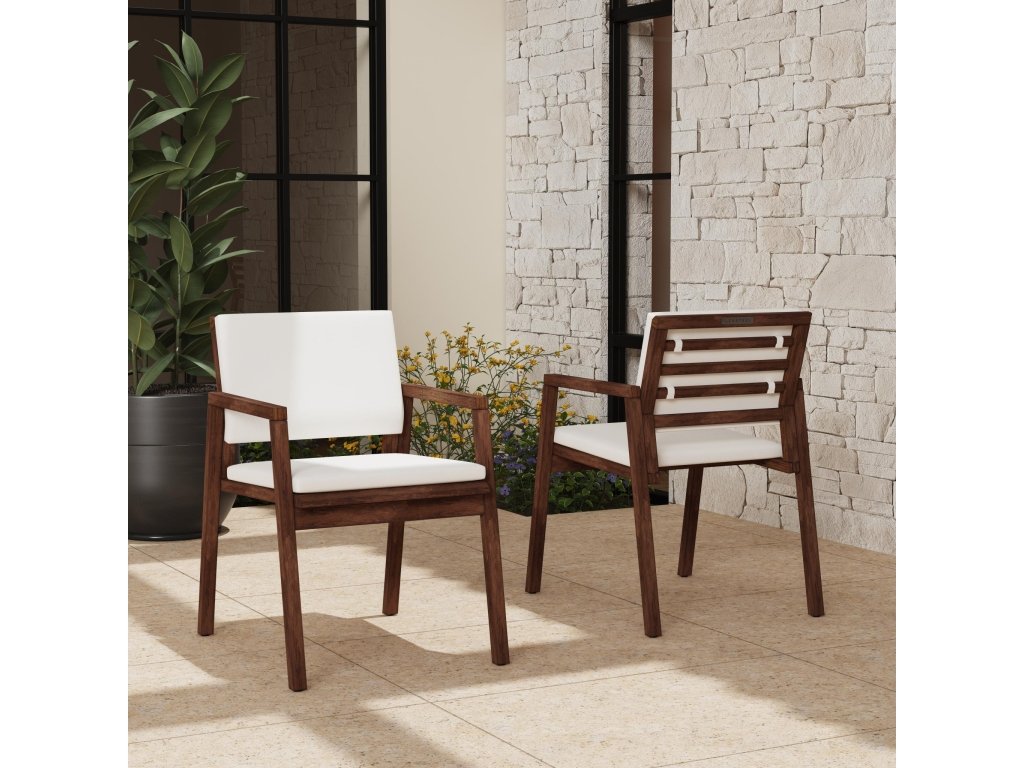 Nova Canvas Natural Pair of Arm Dining Chairs