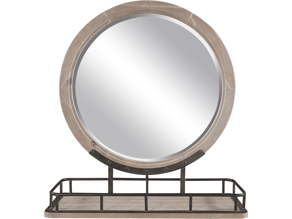 Round Mirror W/ Metal Base