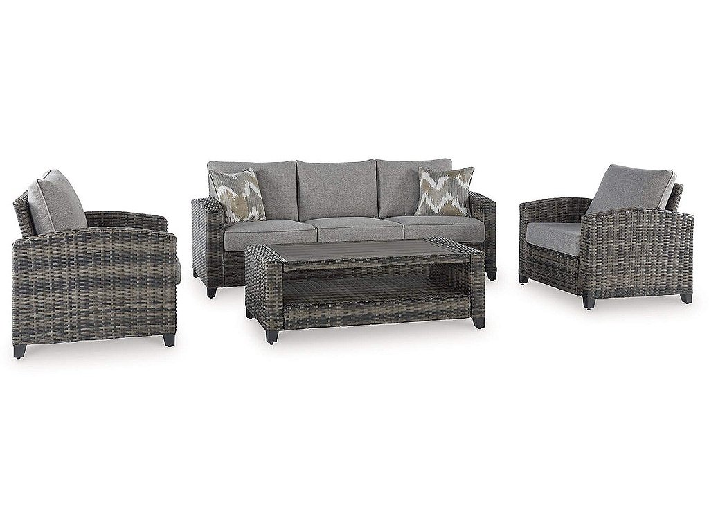 Oasis Court Outdoor Sofa/Chairs/Table Set (Set of 4)