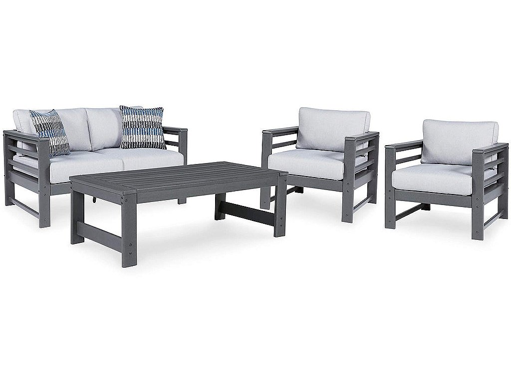 Amora Outdoor Loveseat, 2 Lounge Chairs and Coffee Table