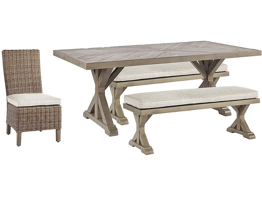 Beachcroft Outdoor Dining Table with 4 Chairs and Bench