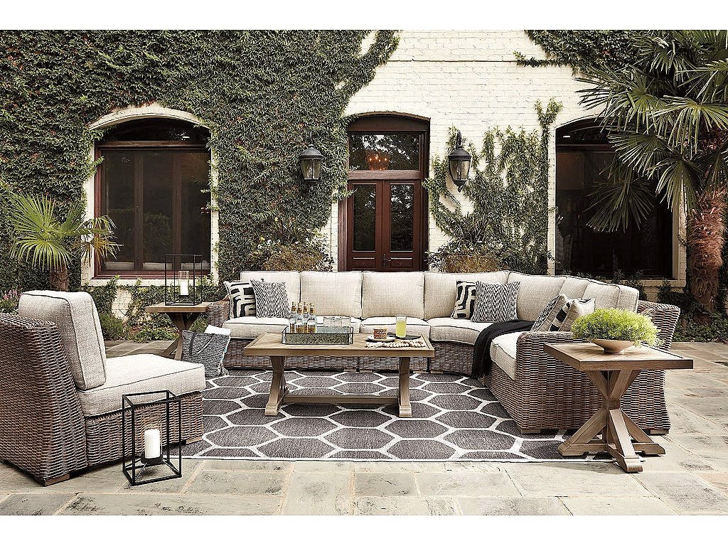 Beachcroft 5-Piece Outdoor Sectional with Coffee Table and 2 End Tables