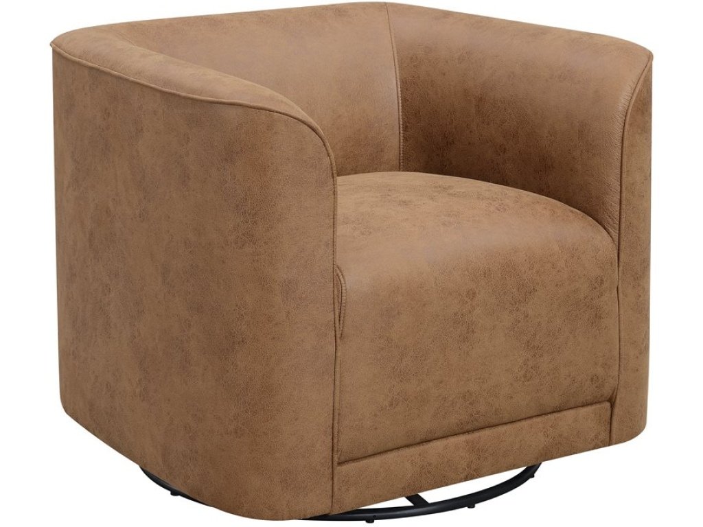 Swivel Accent Chair- Saddle Brown