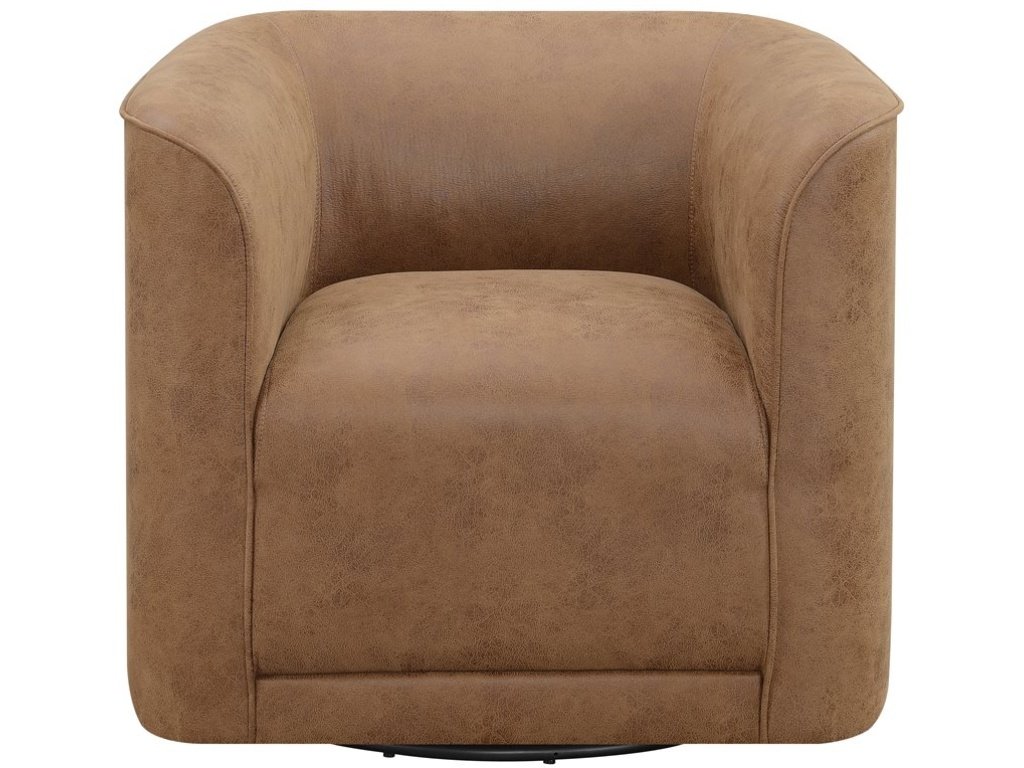 Swivel Accent Chair- Saddle Brown