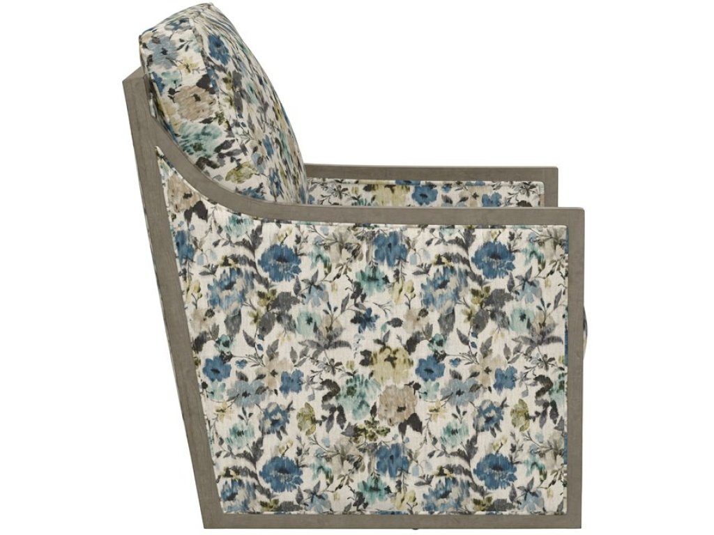 Wood Trim Swivel Accent Chair - Floral