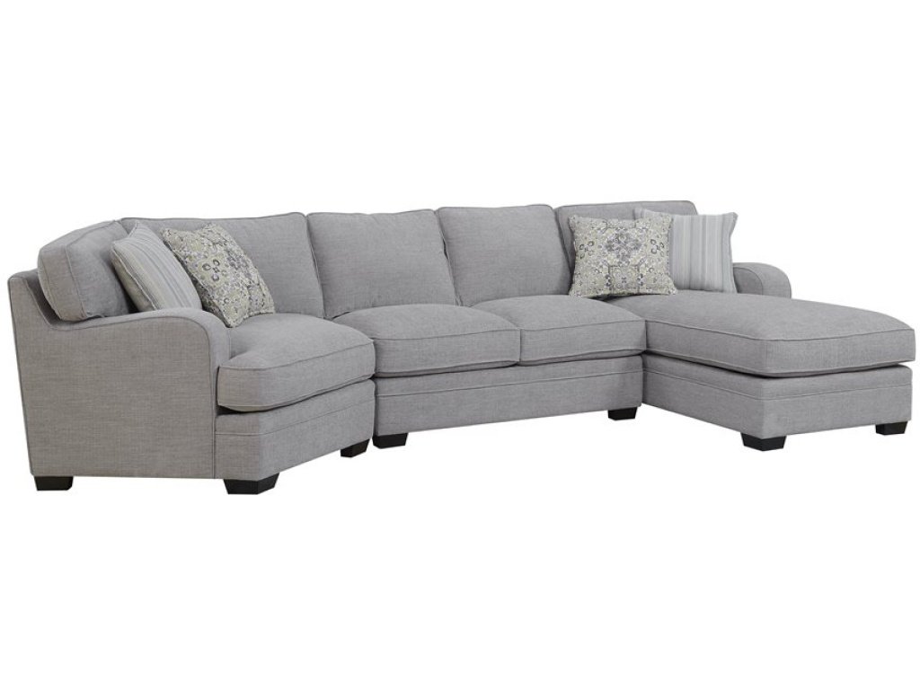 Analiese-3Pc Sectional-W / 4 Pillows-Light Grey