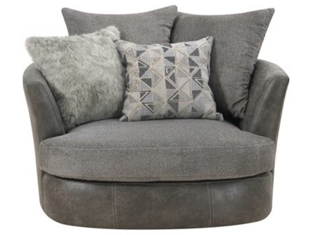 Swivel Chair W / 2 Pillows-Grey