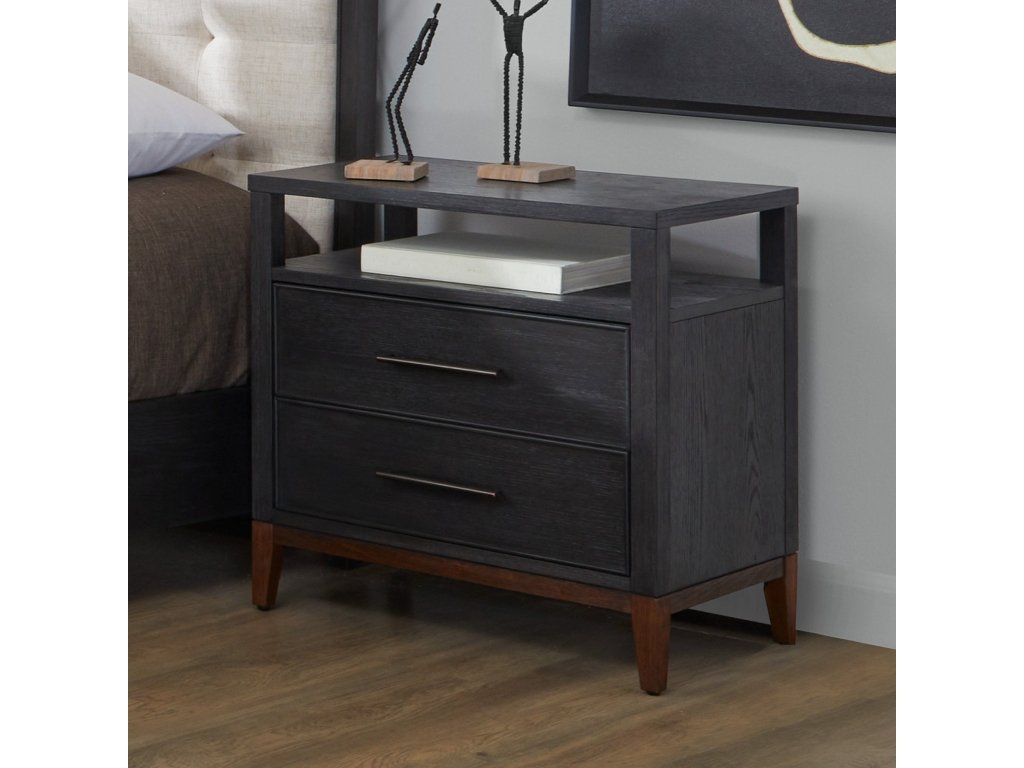 Waterfall Black Nightstand