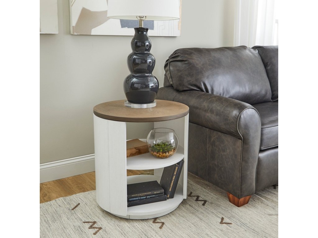 Melody White Round End Table