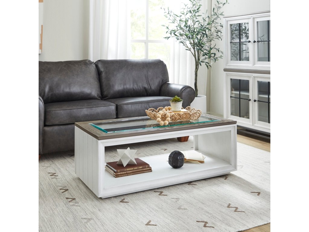 Melody White Rectangular Coffee Table with Casters