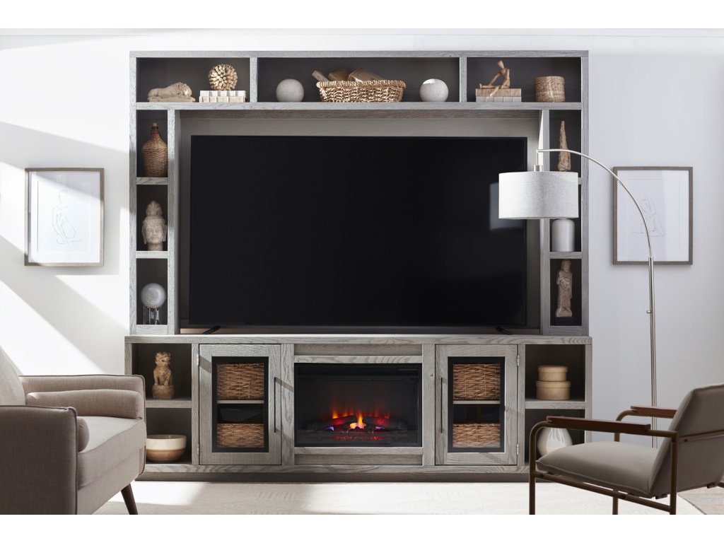 97" Fireplace Console & Hutch