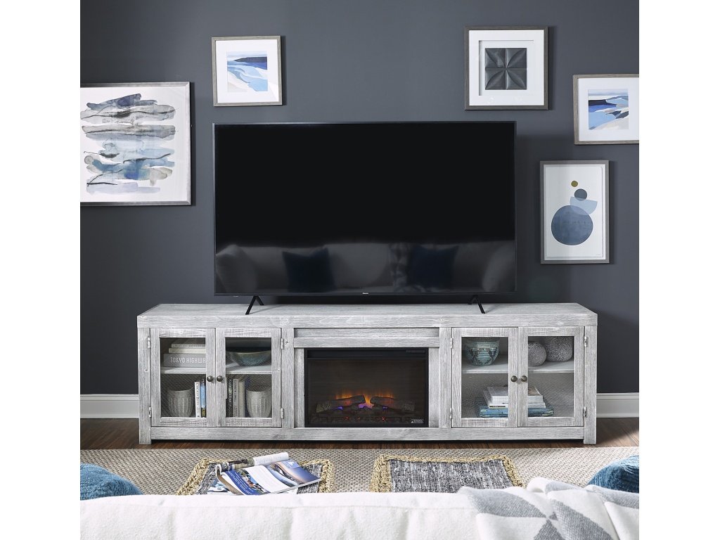 97" Fireplace Console W/ 4 Doors