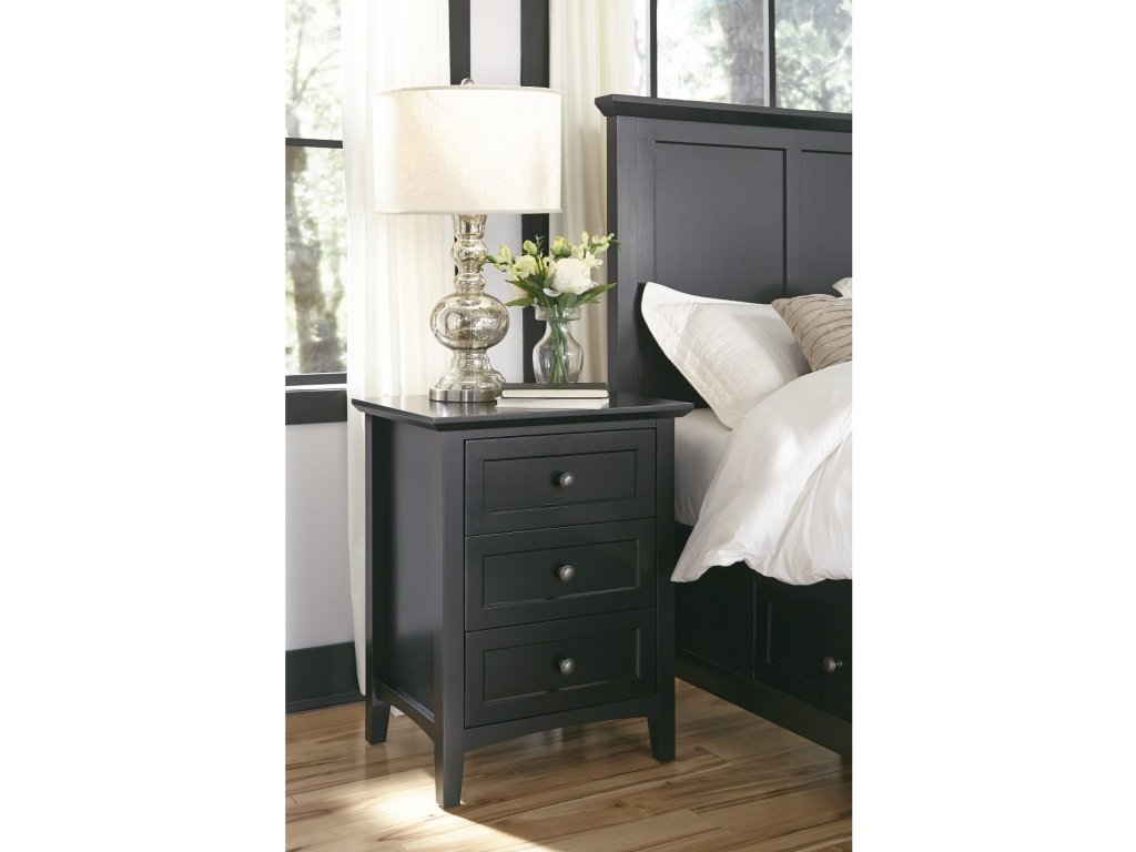 Paragon Three-Drawer Nightstand in Black