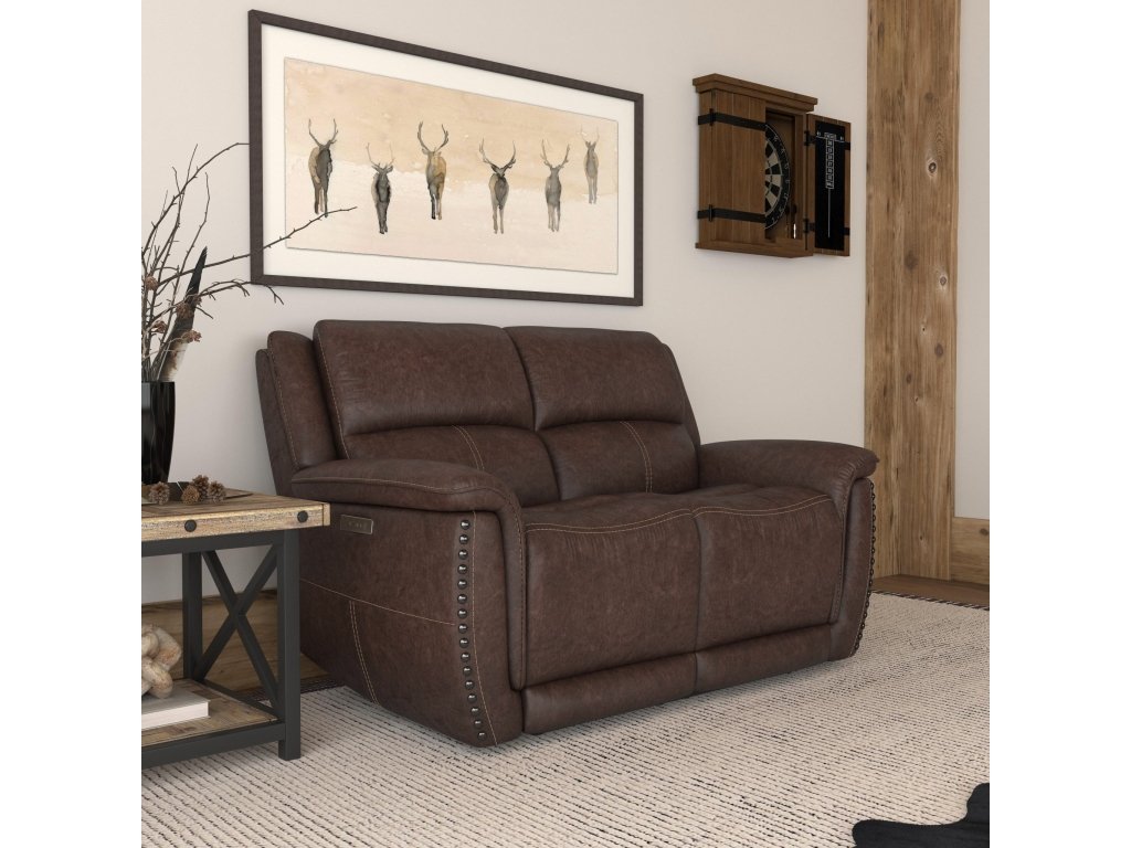 Beau Sable Fabric Power Reclining Loveseat with Power Headrests