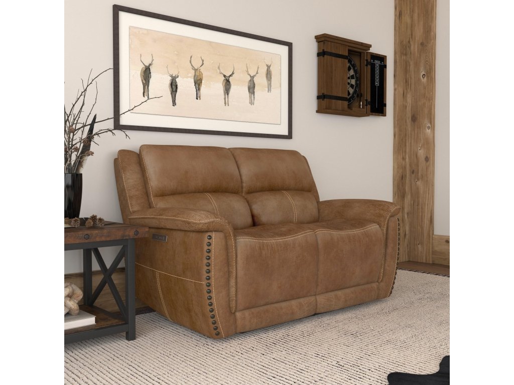 Beau Silt Fabric Power Reclining Loveseat with Power Headrests