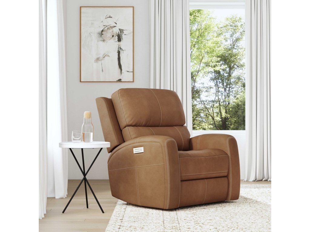 Linden Leather Power Recliner with Power Headrest & Lumbar