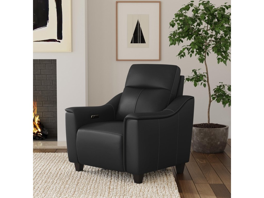 Walter Coal Leather Power Recliner with Power Headrest