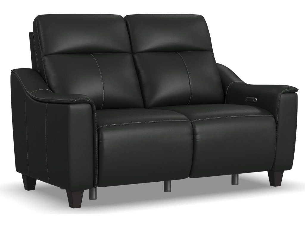 Walter Coal Leather Power Reclining Loveseat with Power Headrests