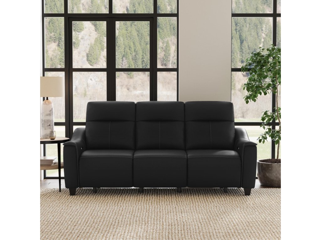 Walter Coal Leather Power Reclining Sofa with Power Headrests