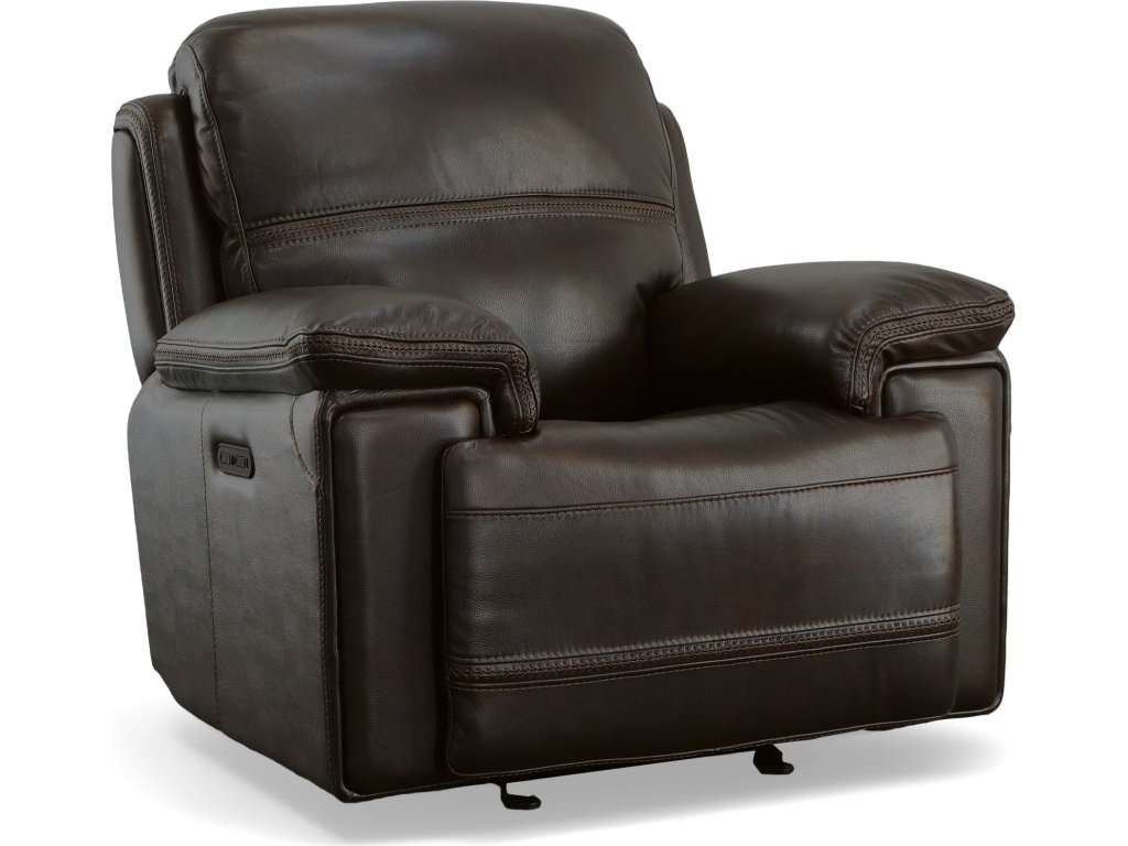 Fenwick Dark Chocolate Leather Power Gliding Recliner with Power Headrest