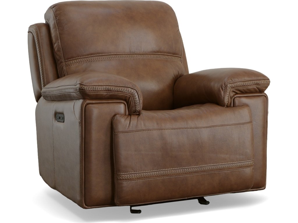 Fenwick Cognac Leather Power Gliding Recliner with Power Headrest